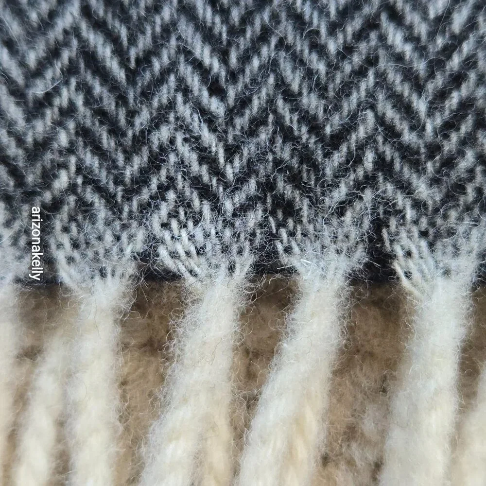 NWT Wool/Cashmere Blend Herringbone Black White Italy Il Moro Firenze - Picture 6 of 13